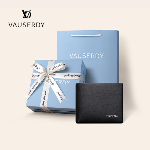 VAUSERDY范赛迪【生日礼物】男士钱包男短款钱夹头层牛皮商务轻奢皮夹送男友老公 V609012【高定礼盒包装】