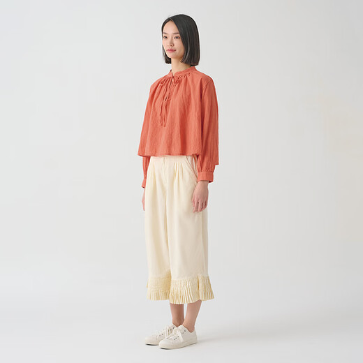 MUJI MUJI IDEE Women's Twisted Long Sleeve Shirt Women's Undershirt Spring and Autumn GAD04C4S Red L (165/88A)