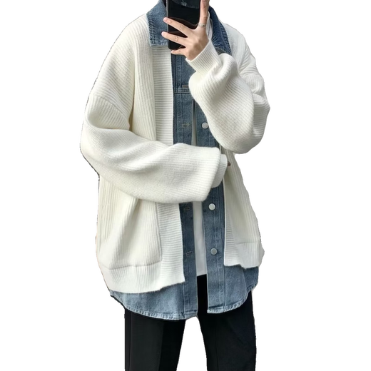 XingSuyao (Xingsuyao) Denim épissant de faux cardigan de cardigan en deux pièces veste printemps et automne de conception en automne.