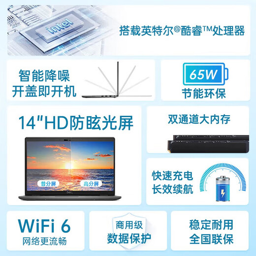 戴尔（DELL） Latitude 3450 14英寸商用轻薄本商务学生设计携式家用办公手提笔记本电脑 I7-1355U/高分三年上门 16G内存/512G固态 定制