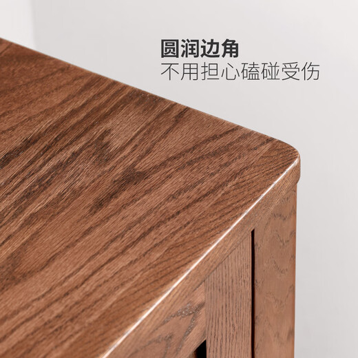 源氏木语实木北欧餐边柜简约橡木餐厅储物柜碗柜酒柜1.8米实木门胡桃色