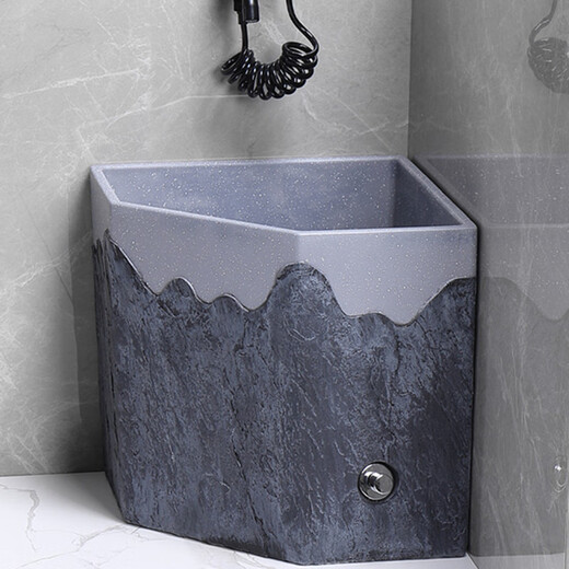 TVboop corner mop pool Chinese style balcony outdoor courtyard garden artificial stone mop pool kick drainage large size corner retro stone mop pool (without faucet)