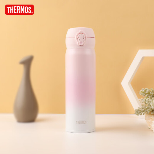 膳魔师（THERMOS）保温杯大容量水杯儿童男女士杯子情侣不锈钢生日礼物定制刻字JNL 316L不锈钢-初桃粉 500ml