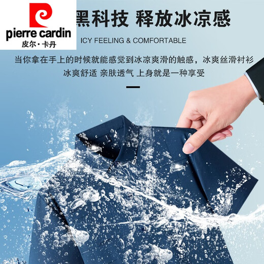 皮尔卡丹（pierre cardin）无痕冰丝衬衫短袖男士夏季商务休闲弹力抗皱透气薄款上衣衬衣针织 9719白色  2XL 180 (建议145-165斤)