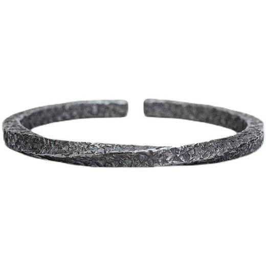 
Cottontail rabbit retro black vine solid bracelet bracelet men's trendy personality open-mouth bracelet men's accessories black vine [optical opening]