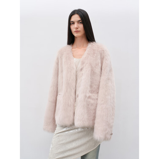 Fu Zhien Babylonian Night Tuscan fur popular lamb wool pink fur coat for women winter soft white S