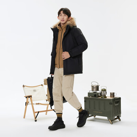 KOLON SPORT/可隆防水羽绒服 男子户外保暖防风透湿中量鹅绒夹克 LHDJ4WTT97-BK 黑色 XL