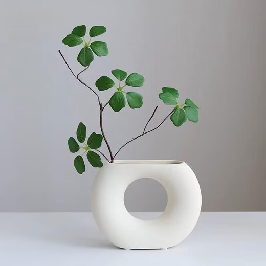 ins风高颜值黑色陶瓷装饰花瓶 艺术插花客厅酒柜玄关摆件 HP1585B黑色