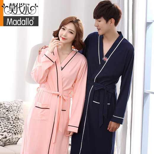 MODAL PURE COTTON NIGHTHAWN für Frauen 2025 Frühlings- und Herbstpaar Bademantel reines Baumwollpyjama Männer langärmelte ausgedehnte Yukata Large Männer 9757 m Größe