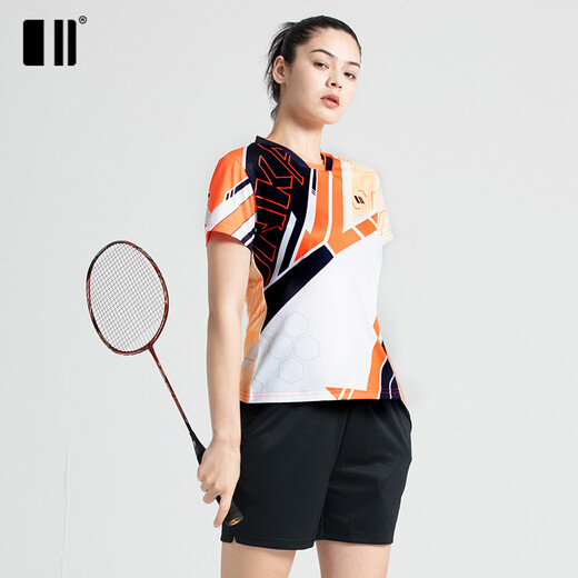 2022 Nuevo traje de manga corta de uniforme e impar e incluso bádminton Traje rojo de hombres de tenis de tenis de tenis de secuencia rápida C12115+12041 L