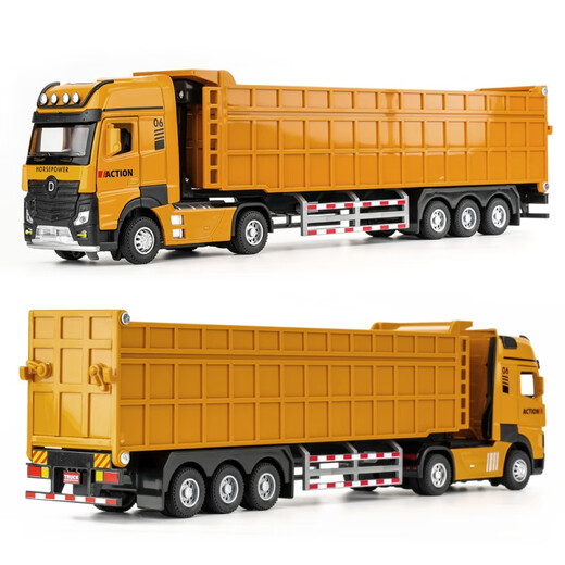 Timminy children's alloy toy car semi-trailer large truck transporter dump truck toy boy truck engineering vehicle medium size muck transport truck yellow stone