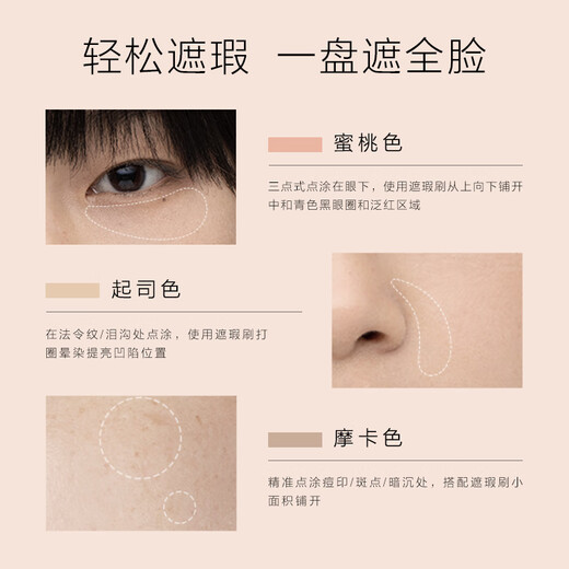 FUNNY ELVES three-color concealer H20 high-coverage face concealer palette to cover tear troughs, acne marks, nasolabial folds, and dark circles