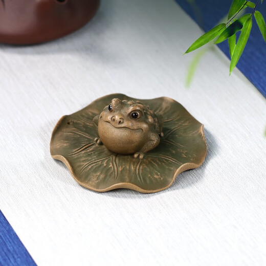 Hidden Pot Tianxia Zisha Tea Pet Ornaments Boutique Can Raise Tea Table Tea Table Ornaments Tea Set Accessories Lotus Leaf Incense Tea Play Golden Toad Cover Set Harmony Produces Wealth