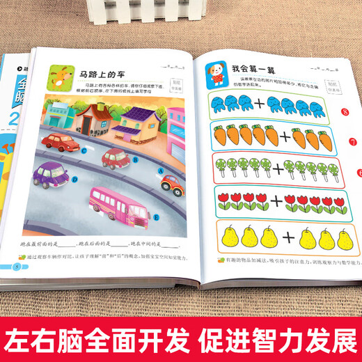 幼儿园全脑思维逻辑训练书23一4-5-6两三四岁宝宝儿童书籍大班中班小班专注力智力开发迷宫连线数学启蒙 4-5岁全脑思维逻辑训练680题