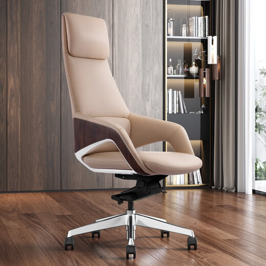 Furicco Office Chair Lüge, Chefstuhl echtes Leder, ergonomischer Computerstuhl, Haus großer Klassenstuhl, hoher Rückenstuhl (Dark Brown 3A Cowhide-Nd9719)