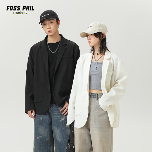 Foss Phil西装外套男女春秋季潮牌宽松商务休闲百搭小西服上衣K8黑色2XL