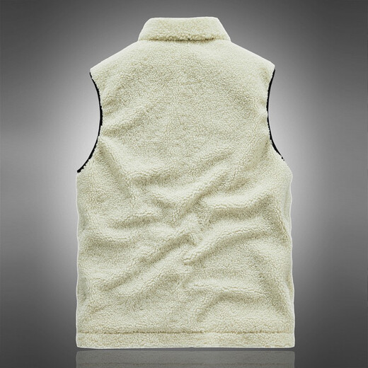JEEP SPIRIT Vest Men's 2025 Autumn and Winter Casual Fashion Velvet Vest Waistcoat Warm Jacket Off-White XL