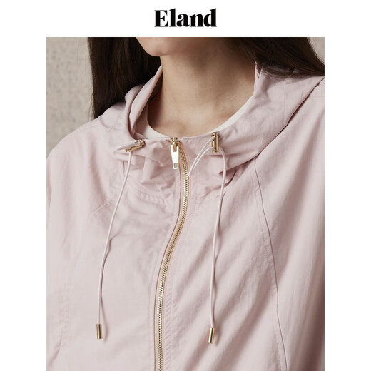 ELAND衣恋短外套女休闲风拉链连帽宽松舒适百搭上衣2025秋季新款 黑色(19)Black M 165