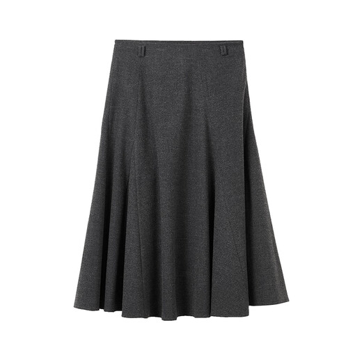 Langzi winter new style retro temperament French elegant wool umbrella skirt mid-length skirt for women dark gray L