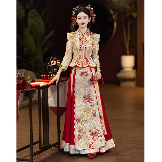 秀禾世家【东方简奢风】秀禾服婚服2025新款出嫁衣中式嫁衣秀禾结婚龙凤褂 「新中式」N-687 S