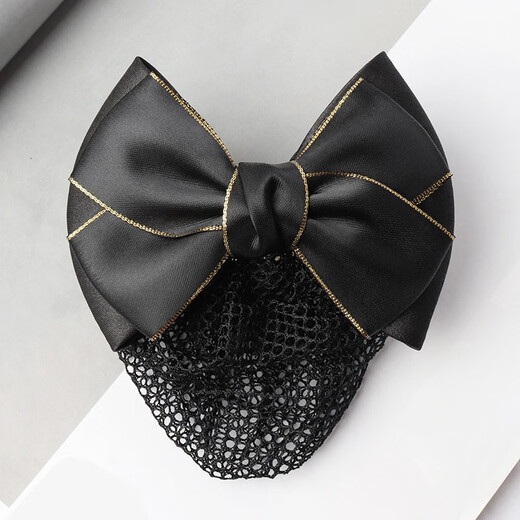 Gardenia blossoms, head flower, net bag, hairpin, professional hair net, hair cover, nurse, hotel property, hotel bank, work bow decoration, gold-edged two-knot blue fine net