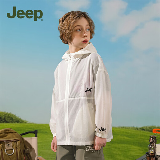 Jeep children's clothing children's sun protection clothing 2025 summer new style lightweight breathable ice silk baby sun protection clothing for boys and girls white 150 cm