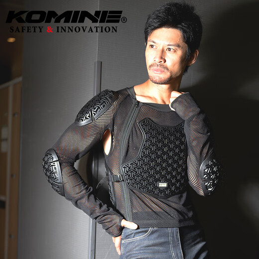 KOMINE SAFETY&INNOVATION越野摩托古风铠甲系列CE2级防摔全网眼高弹通风骑士护甲衣SK-844 黑色 L