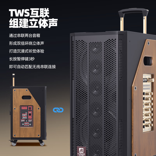 MALONE outdoor karaoke audio high-power heavy bass square dance singing with live sound card wireless microphone Bluetooth portable trolley speaker GT-510 audio + 1 microphone 1 headset + gift flagship version