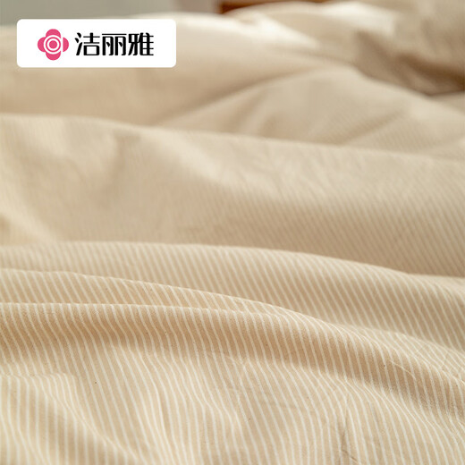 Grace simple cotton yarn-dyed washed cotton four-piece bed sheet set Gray dense strip 1.8m bed sheet set four-piece set Grace simple cotton yarn-dyed washed cotton four-piece bed sheet set Gray dense strip 1.8m bed sheet set four-piece set