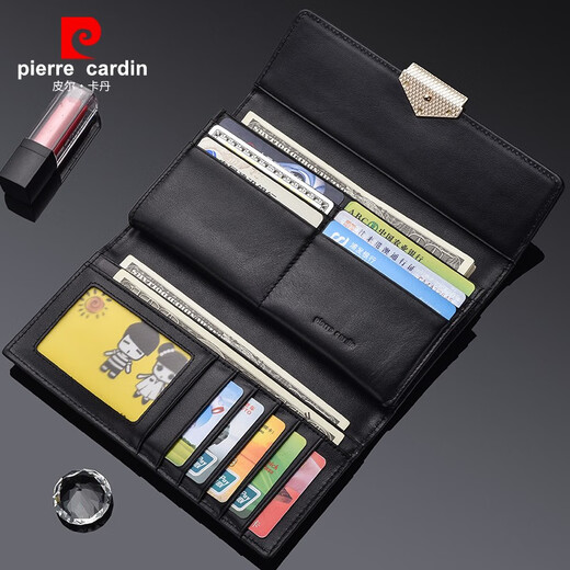 Pier Cardin brand women's handbags real cowhide fashion clutch bags top layer cowhide hand grab bag women's wallet multiple cards women's ticket clips brown fashion