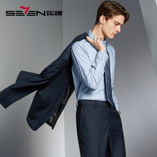 Qipai Men's Suit Suit Men's Spring and Summer New Business Professional Formal Suit Anti-static 1JC70270 Navy Blue 165B (165) 60-65kg