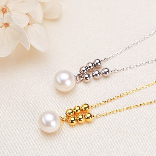 Yue Fei freshwater pearl necklace pendant 925 silver clavicle chain with strong light and slight imperfections, birthday gift for wife and lover, gold