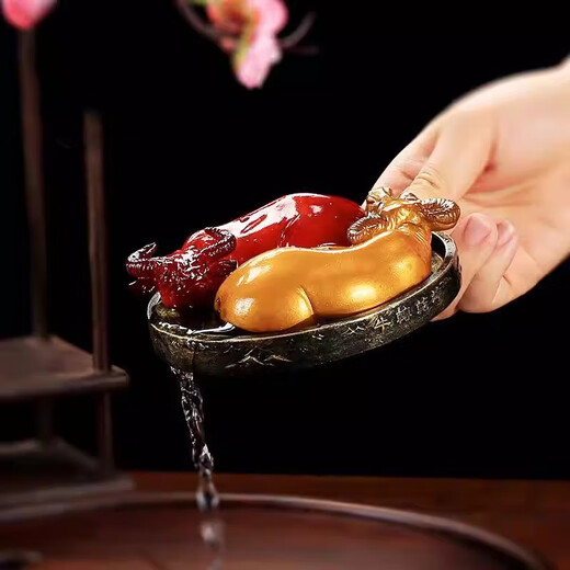 Xixi Taitai Color-changing tea petting cow ornaments The cow turns into heaven and earth, the cow is full of energy, creative boutique tea toy can cultivate Kung Fu tea set accessories Color-changing tea petting cow turns into heaven and earth combination