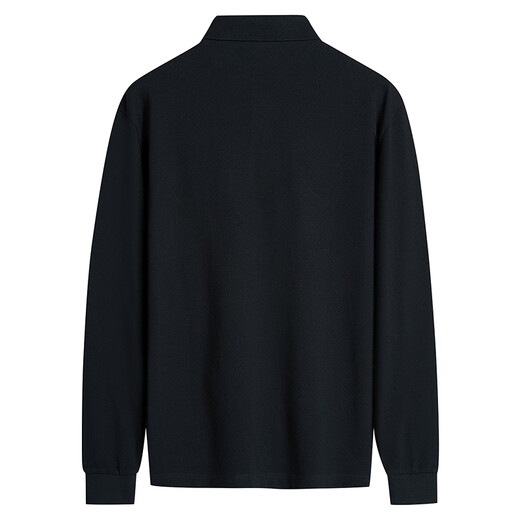 Dances with Wolves 7A Antibacterial Long Sleeve POLO Shirt Men's Autumn and Winter Pure Cotton Commuting Lapel T-shirt Top Men Black 2XL