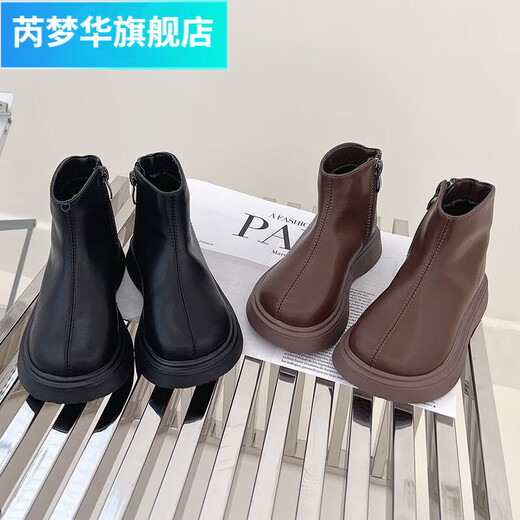 芮梦华女童短靴秋冬年新款儿童马丁靴英伦公主单靴皮靴加绒宝宝靴子 色 32 内长19.6cm