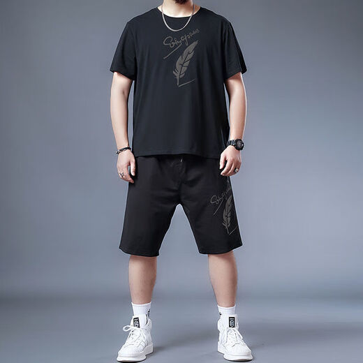 ZHIDOUDOU200斤至300斤大胖子夏天穿的大码男装大码运动套装男夏季2022新款 黑色9922 11XL xl 建议125-140斤