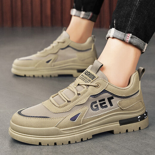 Changxiang Huili Workwear Men's Shoes 2025 New Spring and Summer Mesh Breathable Casual Sports Anti-Slip and Wear-resistant Construction Site Labor Protection Shoes Men's Khaki [Breathable Model] 42