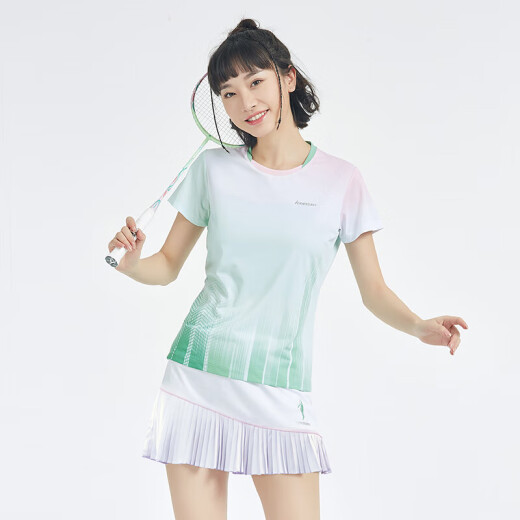 kawasaki Kawasaki badminton suit blue and white porcelain suit summer sports quick-drying short-sleeved T-shirt A2807 women's green M