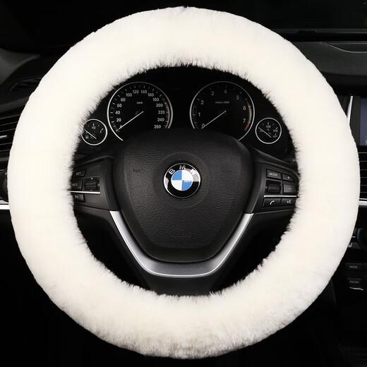BIMLL B cashmere car steering wheel cover high-end plush warm men's and women's car handlebar cover for Mercedes-Benz and BMW anti-slip and sweat-absorbent