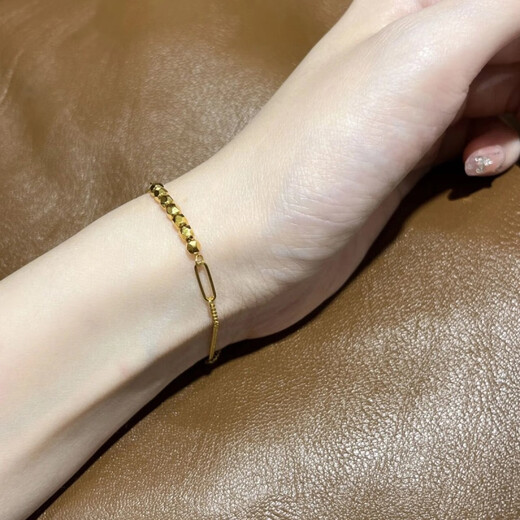Wenying ING polyhedral small square gold bracelet women's bungee broken gold 18k gold light luxury niche sense ins bungee