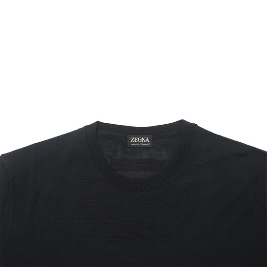 Ermenegildo Zegna men's loose thin round neck wool pullover knit casual versatile sweater UAM00110B0 dark blue 48 (S/M)