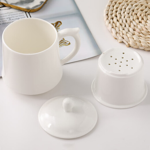 Fucai Ceramic Pure White Bone China Cup Water Cup Household Tea Cup Ceramic Mug Customized Logo Milk Coffee Cup Mug Capacity: 350ml