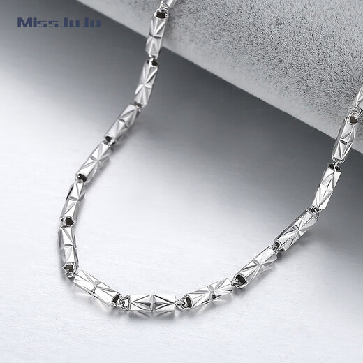 Miss JuJu PT950 Platinum Necklace Platinum Clavicle Chain Rice-shaped Bamboo Tube Necklace Men's and Women's Handsome High-grade Plain Chain Deposit Customized Other Specifications Contact Customer Service