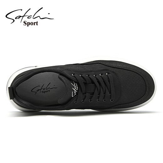 SATCHI official men's shoes autumn and winter new casual shoes sneakers men's fashion business casual canvas shoes shoes men black 41 (255mm) leather shoe size