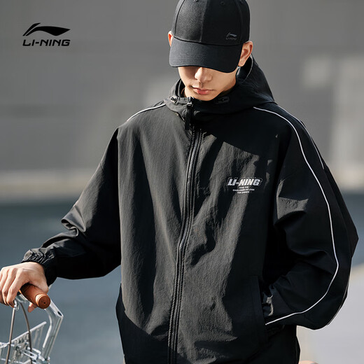 Lotus Lotus Blatt Schutzgrabenschicht 丨 Sport Trench Coats Männer und Frauen gleicher sommerlicher Wasserwasser im Freien im Freien lose Jacke [Trend und Mode] Black 695-1 L.