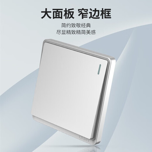 Chint (CHNT) switch socket panel type 86 concealed home five-hole socket whole house package wall panel socket narrow frame large panel oblique five-hole 6M space silver positive five-hole socket 10 pieces