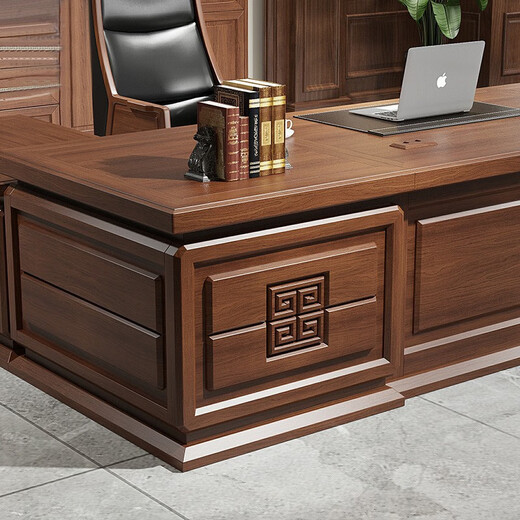 Hebson all solid wood desk boss table new Chinese style president table high-end executive desk simple chairman high-end 2.0 meter boss table (including side table)