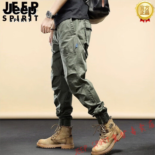 Jeep Spirit American Viersaison Casual Hosen Funktionale Arbeithosen Männer Lose Krawatten Männer vielseitige Stretch lange Hosen JP-679 Khaki [Frühling und Herbststil] 28