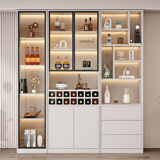 Guansi light luxury wine cabinet display cabinet solid wood glass door wine rack high-end living room furniture modern multi-functional wall sideboard 0.8m wine cabinet + 1.2m sideboard combination