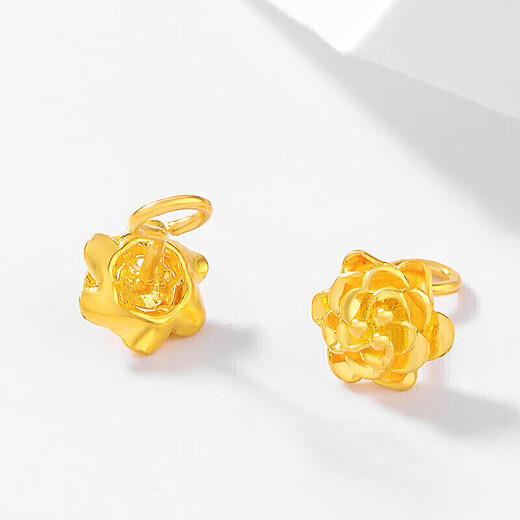 Saphire gold earrings for women, pure gold 999.9 blooming flower earrings, about 2.95 grams